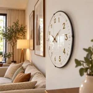 Bombeli Camlı Beyaz Plastik Duvar Saati 35 cm · Model BM-3543