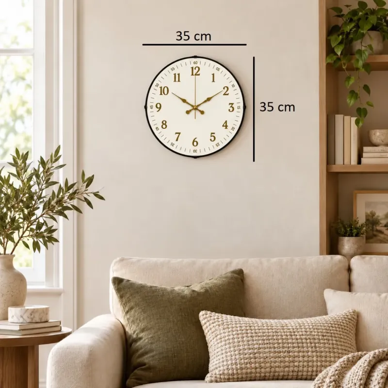 Bombeli Camlı Beyaz Plastik Duvar Saati 35 cm · Model BM-3543