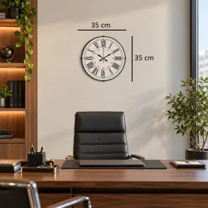 Roma Rakamlı Bombeli Camlı Beyaz Plastik Duvar Saati 35 cm · Model BM-3552