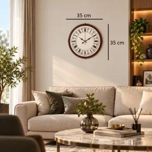 Bombeli Camlı Kahverengi Plastik Duvar Saati 35 cm · Model BM-3568
