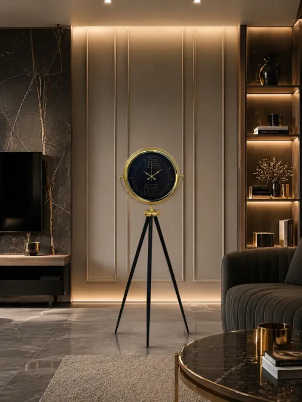 Gold Metal Ayaklı Tripod Saat 150 x 45 cm · Model AS-4012G