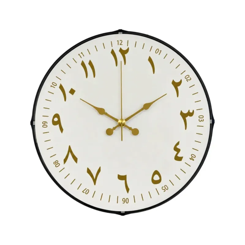 Arapça Rakamlı Bombeli Camlı Beyaz Plastik Duvar Saati 35 cm · Model BM-351501