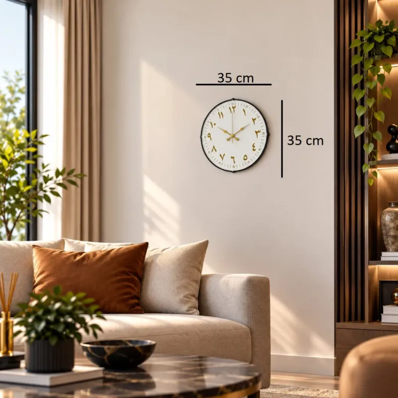 Arapça Rakamlı Bombeli Camlı Beyaz Plastik Duvar Saati 35 cm · Model BM-351501