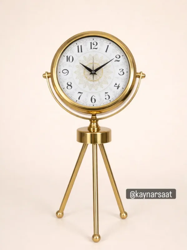 45x26cm Gold Metal Mini Tripod Masa Saati