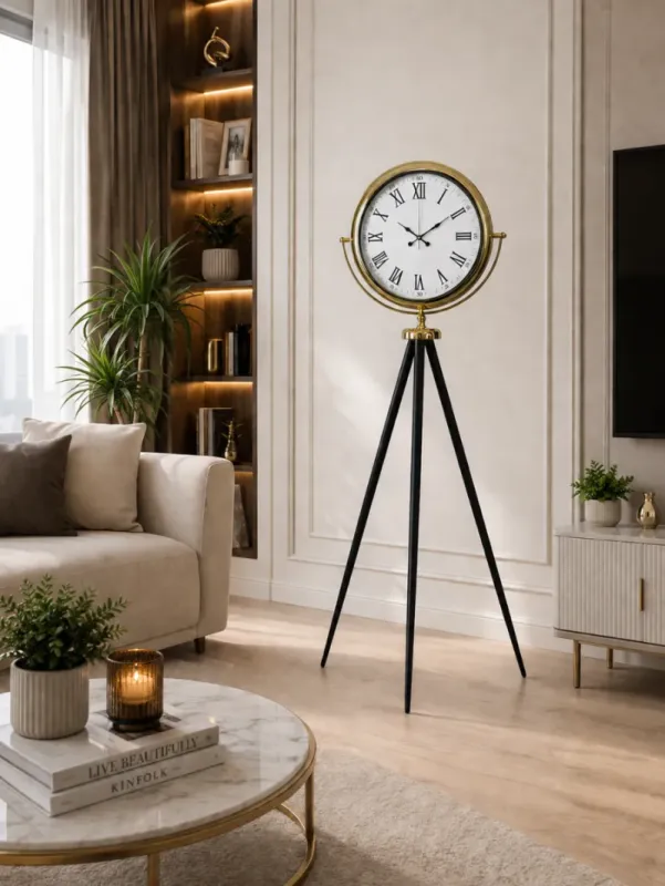 Roma Rakamlı Gold Metal Ayaklı Tripod Saat 150 x 45 cm · Model AS-4054G