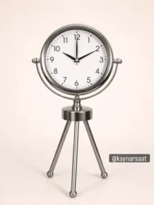 45x26cm Krom Metal Mini Tripod Masa Saati