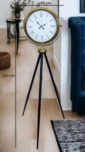 Gold Metal Ayaklı Tripod Saat 150 x 45 cm · Model AS-4055G