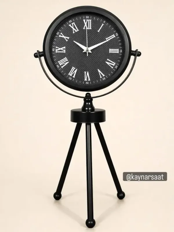 45x26cm Siyah Metal Mini Tripod Masa Saati