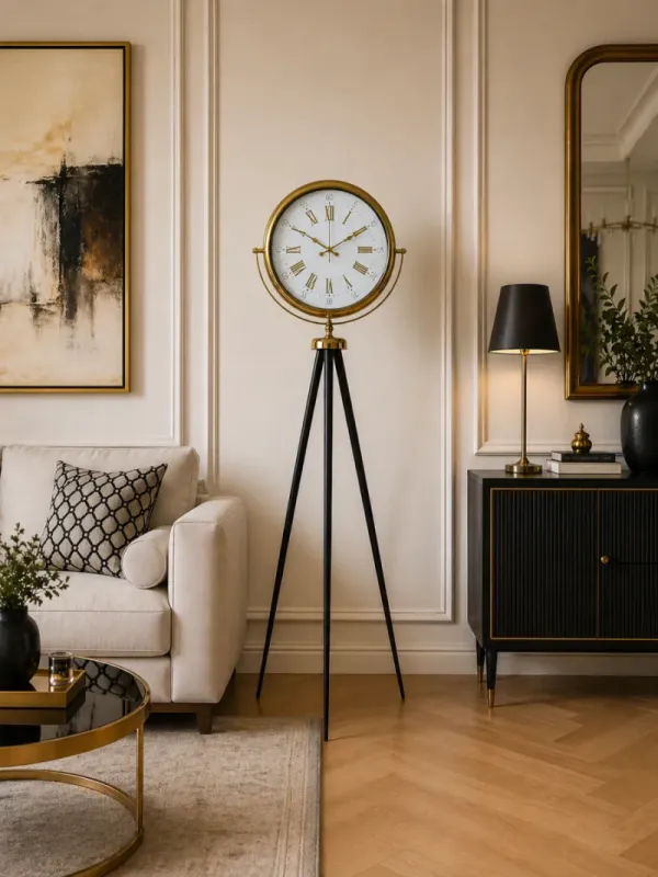 Gold Metal Ayaklı Tripod Saat 150 x 45 cm · Model AS-4074G