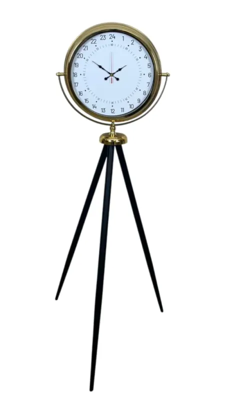 Göstergeli Gold Metal Ayaklı Tripod Saat 150 x 45 cm · Model AS-4097G