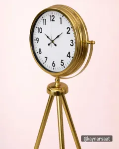 Büyük Boy Gold Metal Tripod Ayaklı Saat
