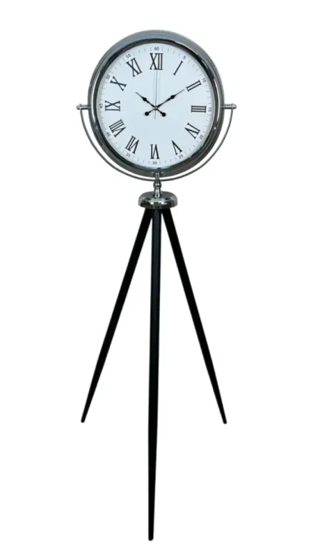 Krom Metal Ayaklı Tripod Saat 150 x 45 cm · Model AS-4054K