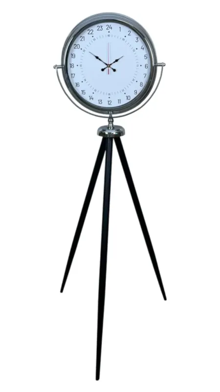 Göstergeli Krom Metal Ayaklı Tripod Saat 150 x 45 cm · Model AS-4097K