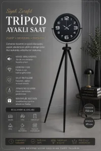 Siyah Metal Ayaklı Tripod Saat 150 x 45 cm · Model AS-4009B