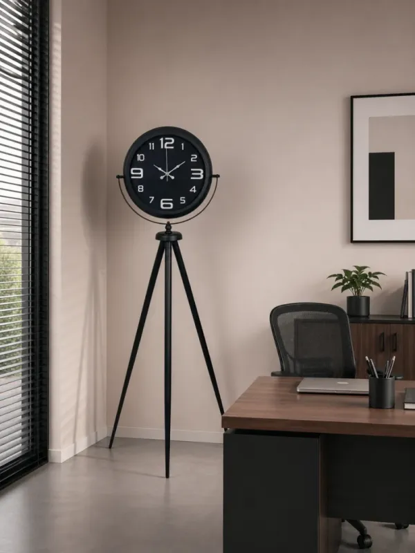 Siyah Metal Ayaklı Tripod Saat 150 x 45 cm · Model AS-4009B