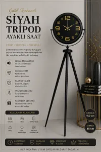Siyah Metal Ayaklı Tripod Saat 150 x 45 cm · Model AS-4010B