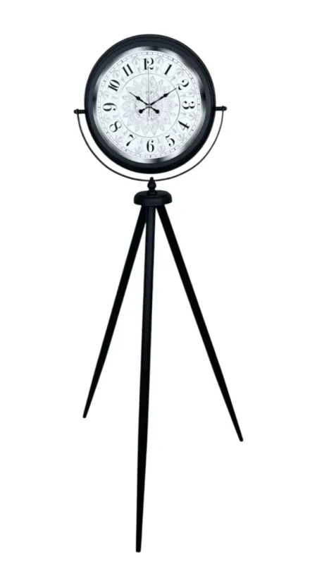 Desenli Siyah Metal Ayaklı Tripod Saat 150 x 45 cm · Model AS-4019B