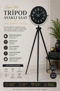 Siyah Metal Ayaklı Tripod Saat 150 x 45 cm · Model AS-4031B