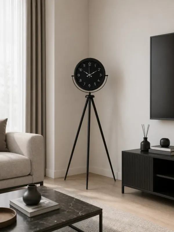 Siyah Metal Ayaklı Tripod Saat 150 x 45 cm · Model AS-4047B