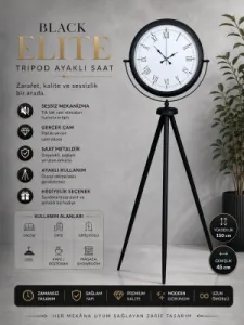 Siyah Metal Ayaklı Tripod Saat 150 x 45 cm · Model AS-4055B