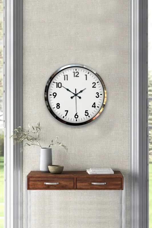 Krom Metal Duvar Saati 40 cm · Model 4001K