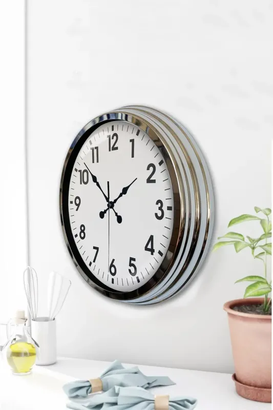 Krom Metal Duvar Saati 40 cm · Model 4001K