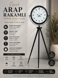 Siyah Metal Ayaklı Tripod Saat 150 x 45 cm · Model AS-4099B