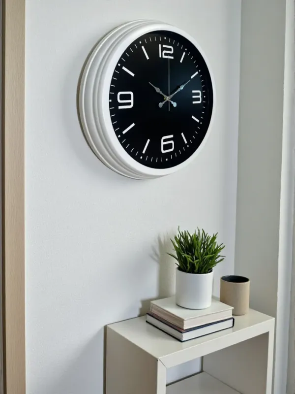 Beyaz Metal Duvar Saati 40 cm · Model 4045W