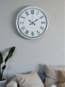 Roma Rakamlı Beyaz Metal Duvar Saati 40 cm · Model 4054W