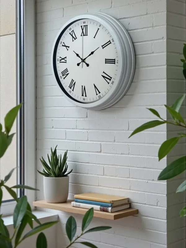 Roma Rakamlı Beyaz Metal Duvar Saati 40 cm · Model 4054W
