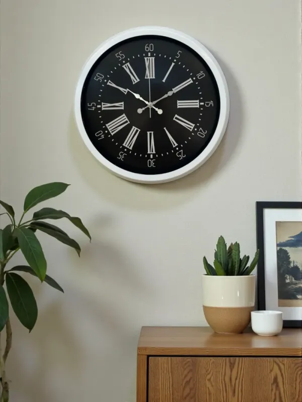 Beyaz Metal Duvar Saati 40 cm · Model 4059W