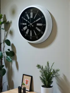 Beyaz Metal Duvar Saati 40 cm · Model 4059W