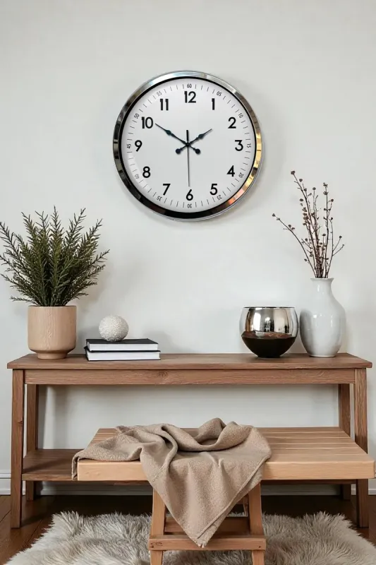 Krom Metal Duvar Saati 40 cm · Model 4005K
