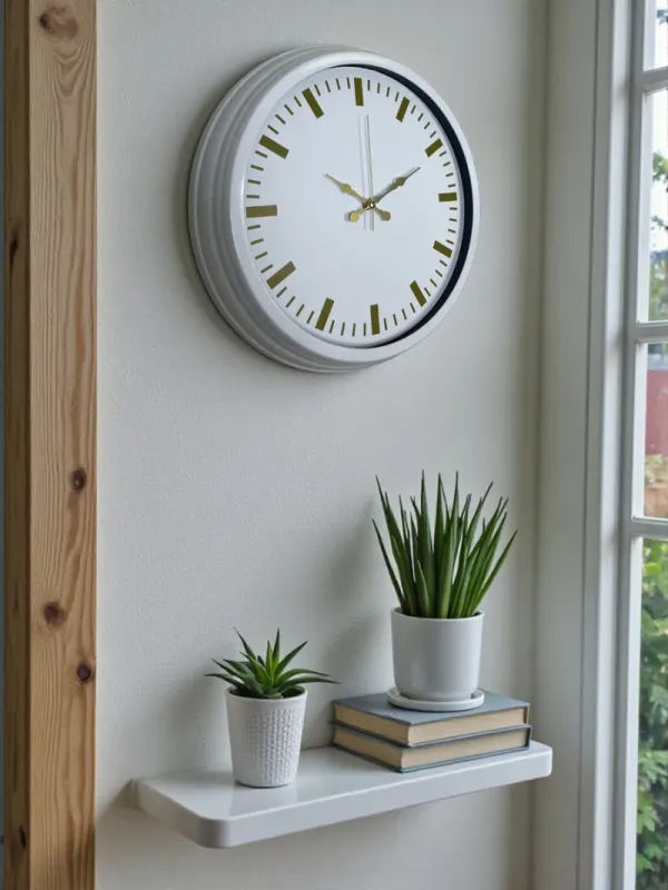 Beyaz Metal Duvar Saati 40 cm · Model 4086W