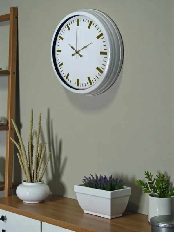 Beyaz Metal Duvar Saati 40 cm · Model 4086W