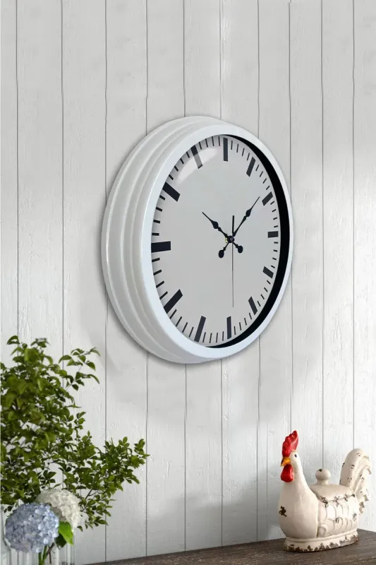 Beyaz Metal Duvar Saati 40 cm · Model 4089W