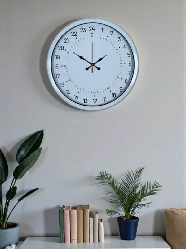 Göstergeli Beyaz Metal Duvar Saati 40 cm · Model 4097W