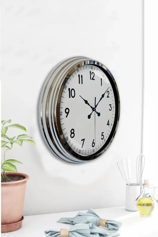 Krom Metal Duvar Saati 40 cm · Model 4005K