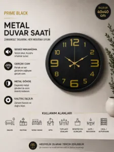 Siyah Metal Duvar Saati 40 cm · Model 4010B