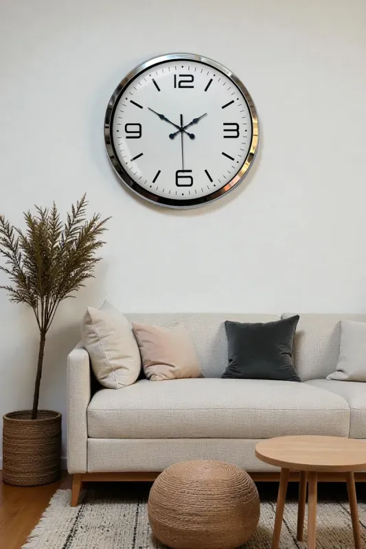 Krom Metal Duvar Saati 40 cm · Model 4008K
