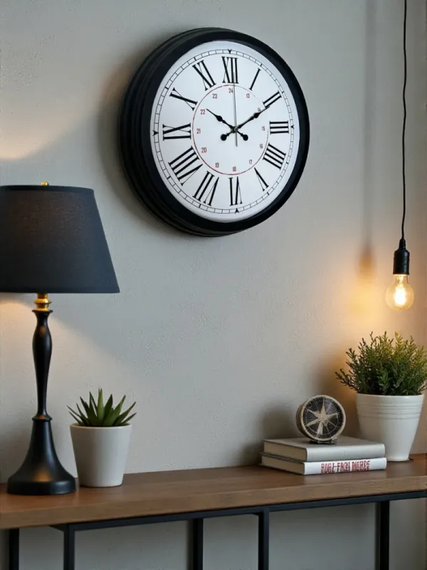Roma Rakamlı Siyah Metal Duvar Saati 40 cm · Model 4052B
