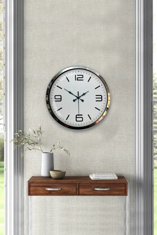 Krom Metal Duvar Saati 40 cm · Model 4008K