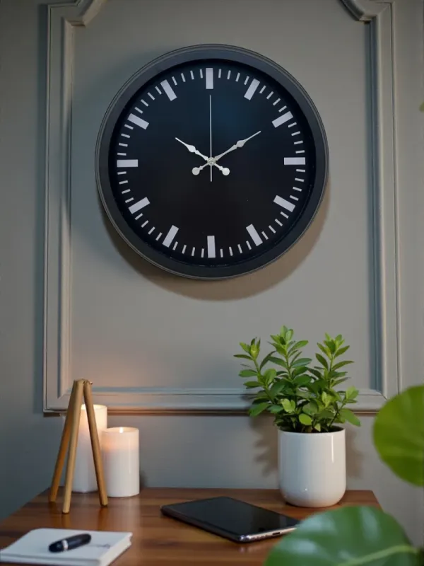 Siyah Metal Duvar Saati 40 cm · Model 4087B