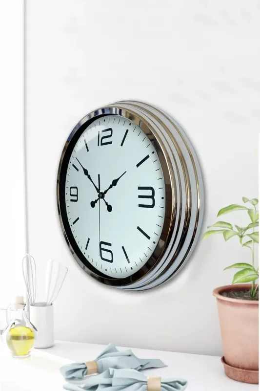 Krom Metal Duvar Saati 40 cm · Model 4008K