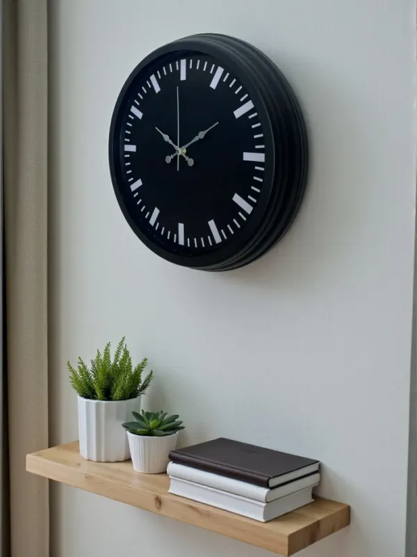Siyah Metal Duvar Saati 40 cm · Model 4087B