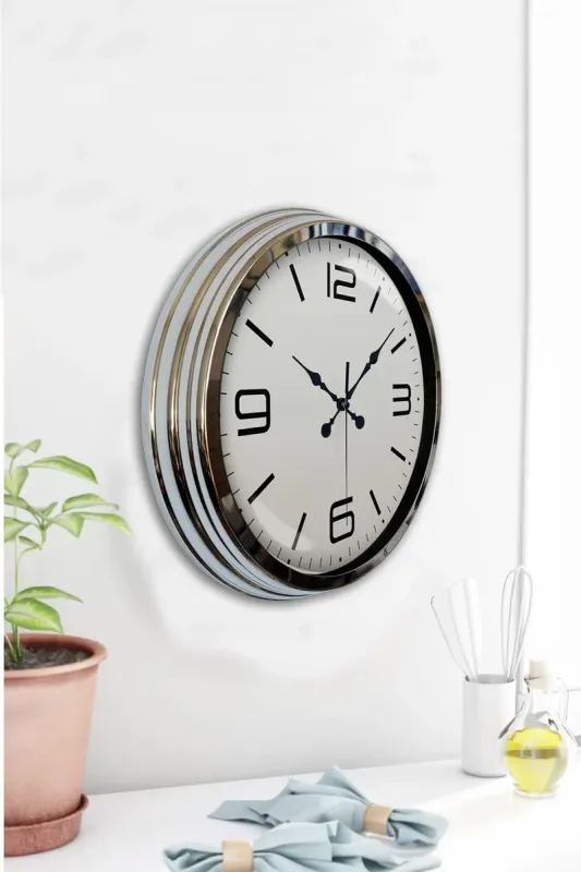 Krom Metal Duvar Saati 40 cm · Model 4008K
