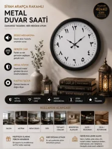 Siyah Metal Duvar Saati 40 cm · Model 4099B