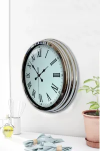 Roma Rakamlı Krom Metal Duvar Saati 40 cm · Model 4054K
